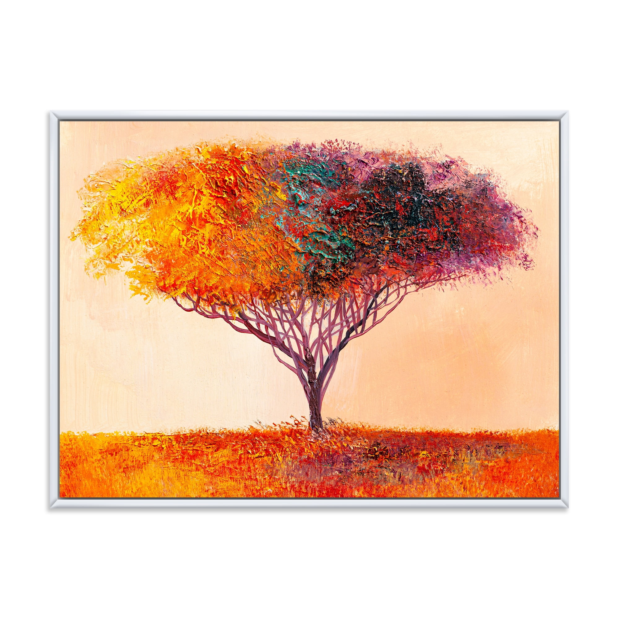Designart 'Impressionist Landscape Colorful Abstract Tree' Modern Framed Canvas Wall Art Print
