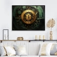 thumbnail image 1 of Designart "Impressionistic Depiction of Crypto Bitcoin in Gold" Fashion Framed Wall Art - Glam Gold Fashion Bitcoin Hallway Framed Wall Art Decor, 1 of 6
