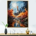 thumbnail image 1 of Designart "Impressionistic Space Journey" Rocketship Floater Framed Wall Art Living Room, 1 of 5