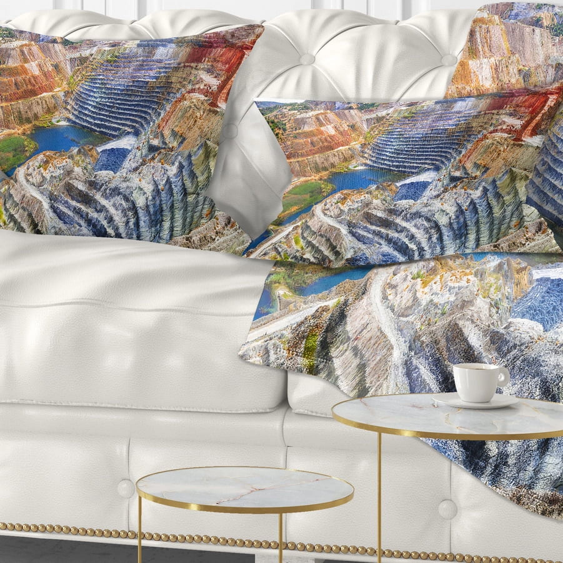 Designart Impressive Mines and Canyon - Landscape Printed Throw Pillow - 12x20
