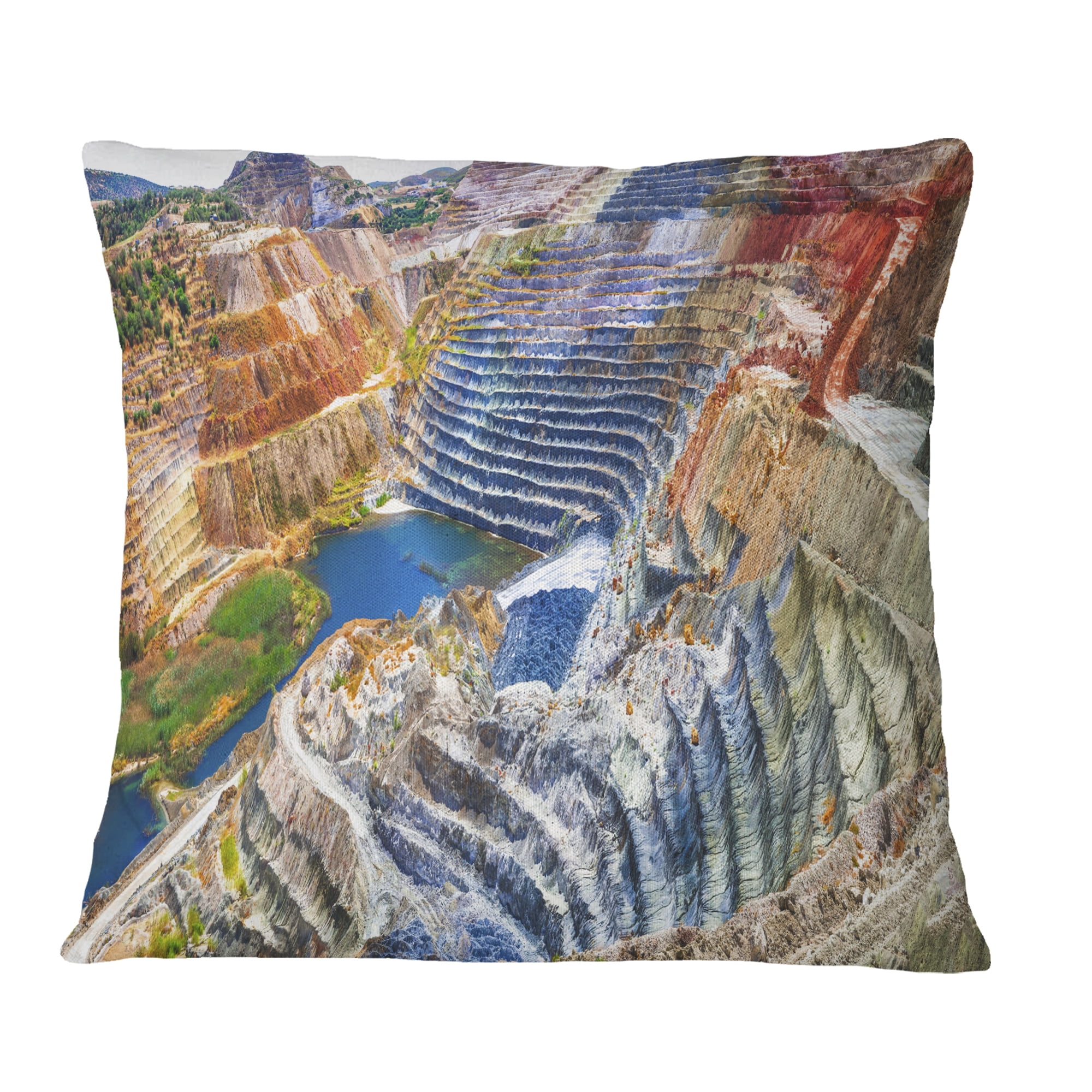 Designart Impressive Mines and Canyon - Landscape Printed Throw Pillow - 16x16