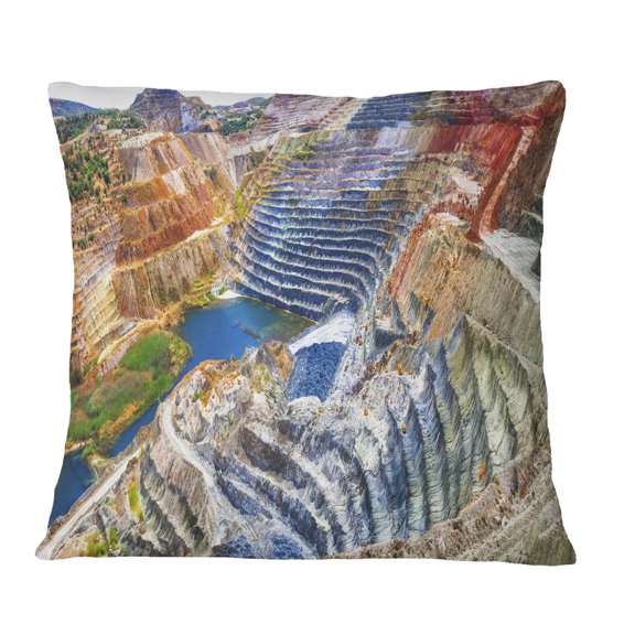 Designart Impressive Mines and Canyon - Landscape Printed Throw Pillow - 18x18