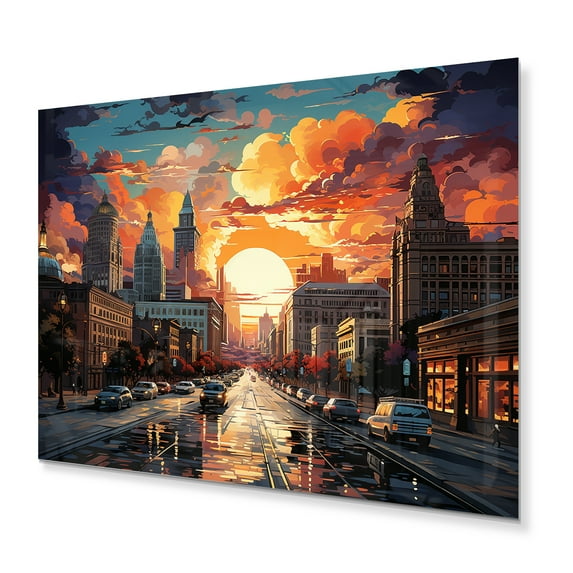 Designart "In Futur City Kansas wall art" Cityscapes Metal Wall Art