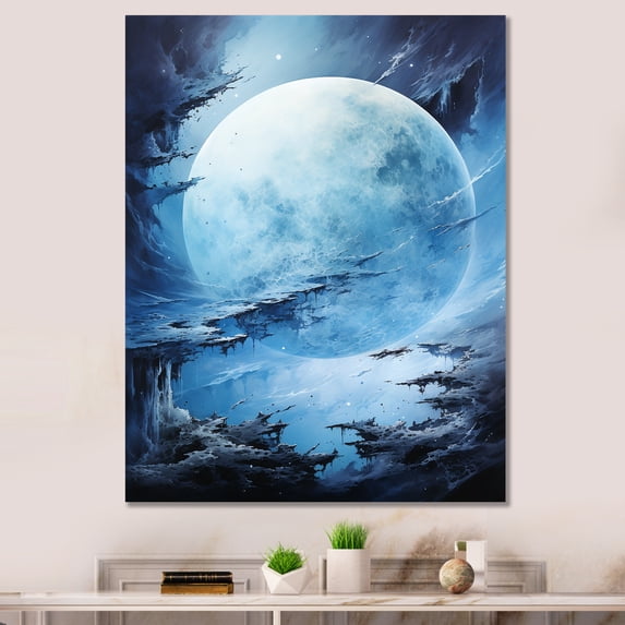 Designart "In Icy Tree Planet Europa" Space Planet Wall Art Living Room