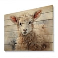 thumbnail image 1 of Designart "In Winter Beige Sheep painting" Animals Print on Natural Pine Wood, 1 of 5