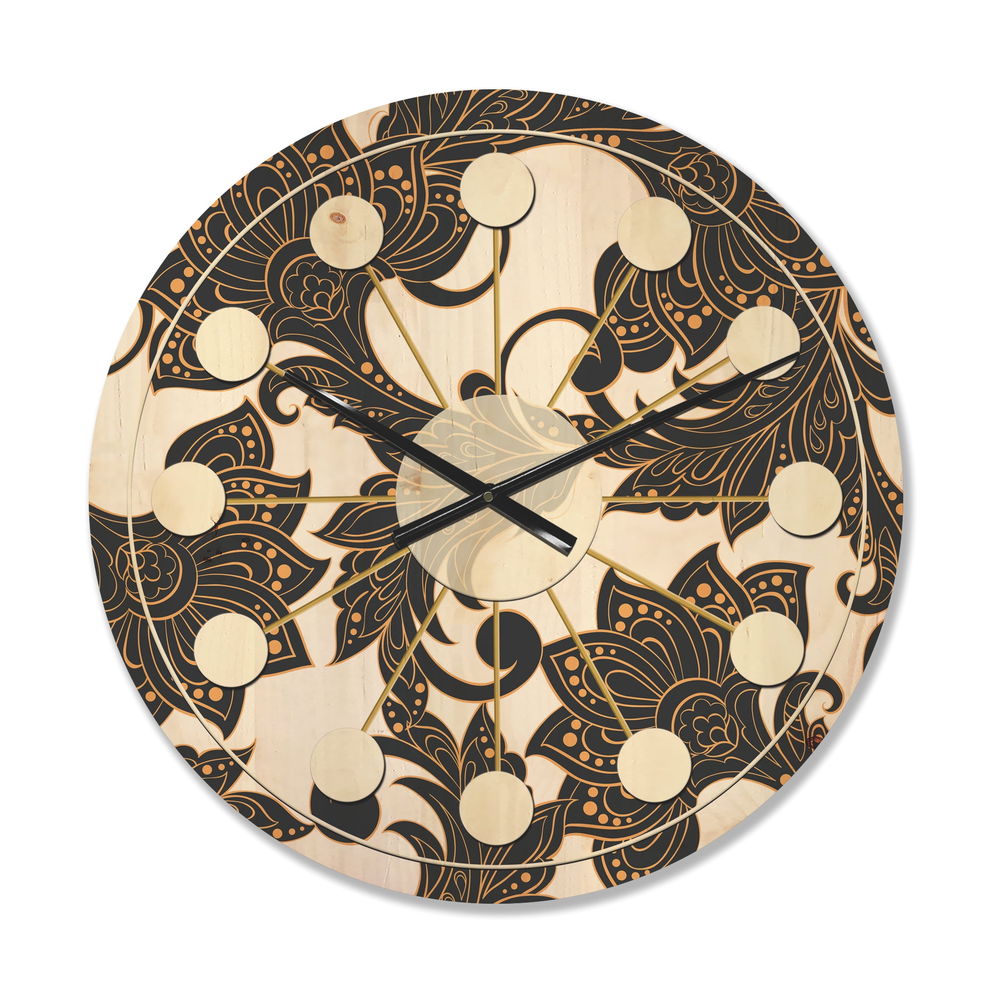 Designart 'Indian Floral Batik Retro I' Mid-Century Modern Wood Wall ...
