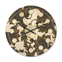 Designart 'Indian Floral Batik Retro I' Mid-Century Modern Wood Wall Clock