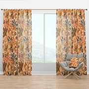 Designart Indian Floral Batik Retro II Mid-Century Modern Curtain Panel
