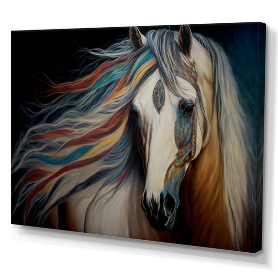 Designart Indian Horse With Colorful Mane I Canvas Wall Art