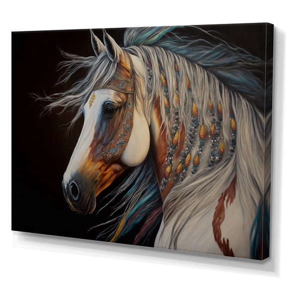 Designart Indian Horse With Colorful Mane II Canvas Wall Art