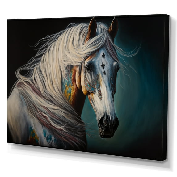Designart Indian Horse With Colorful Mane III Canvas Wall Art
