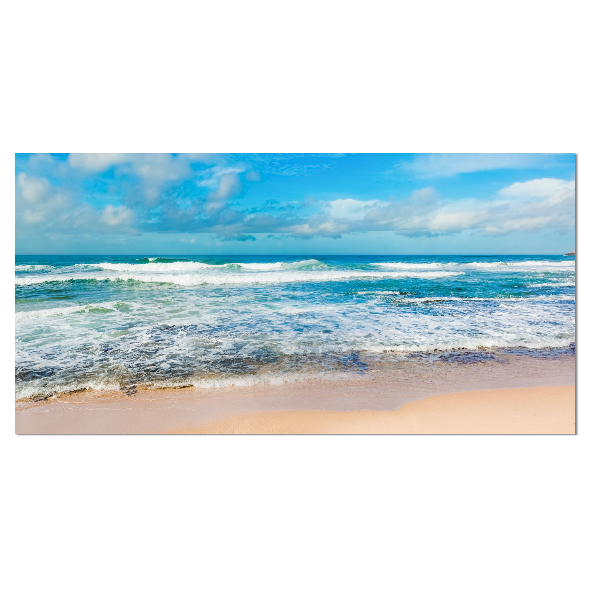 Indian Ocean Panoramic View Large Blue and Beige Canvas Print