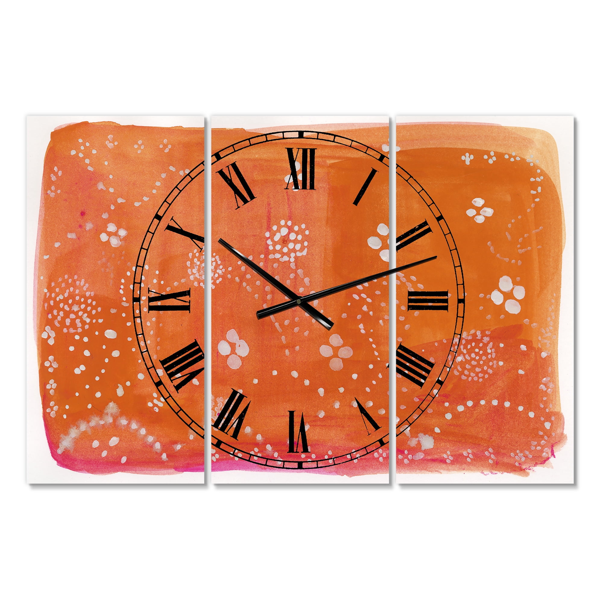Designart 'Indian Orange Composition' Large Mid-Century Wall Clock