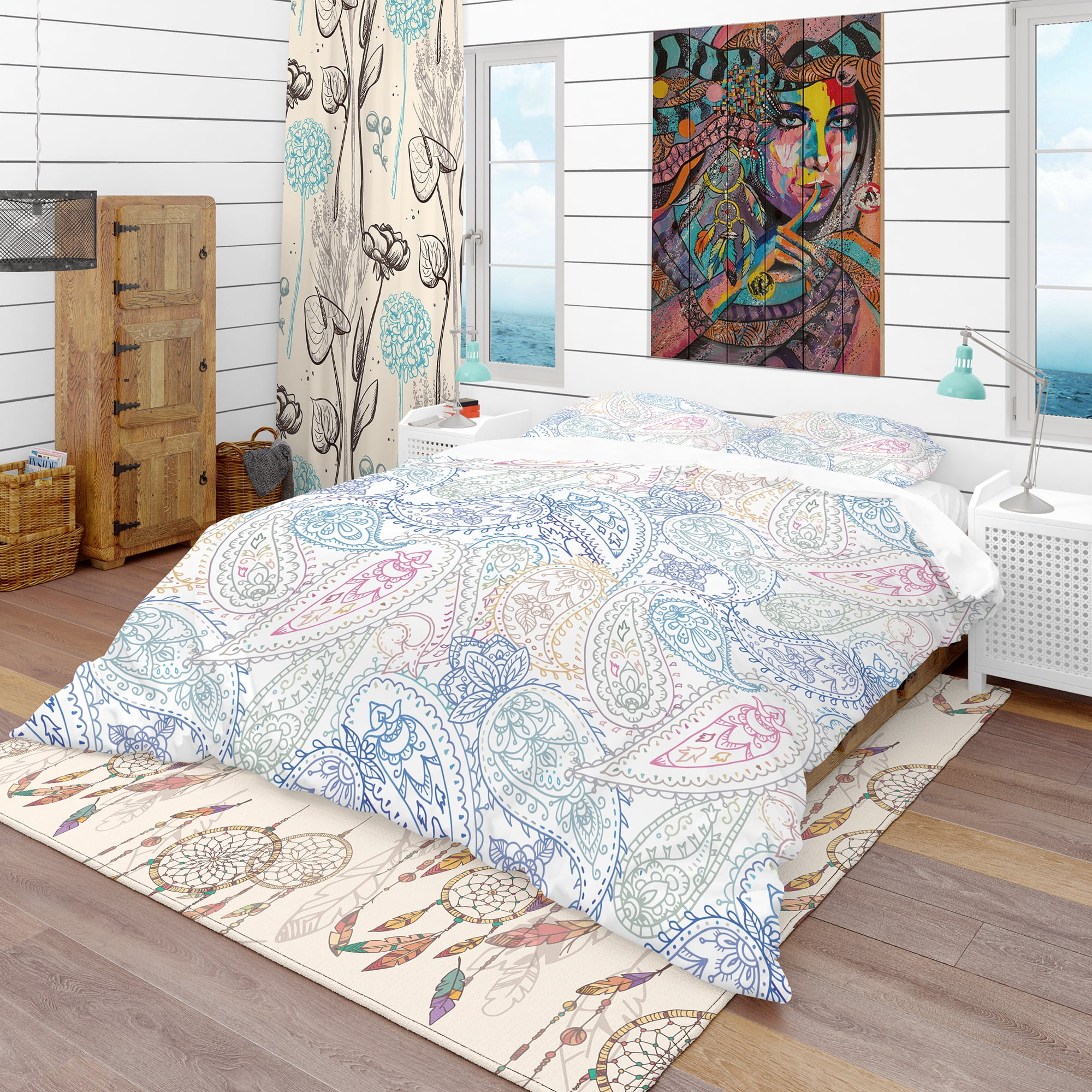 Designart 'Indian Paisley Pattern' Bohemian & Eclectic Duvet Cover Set