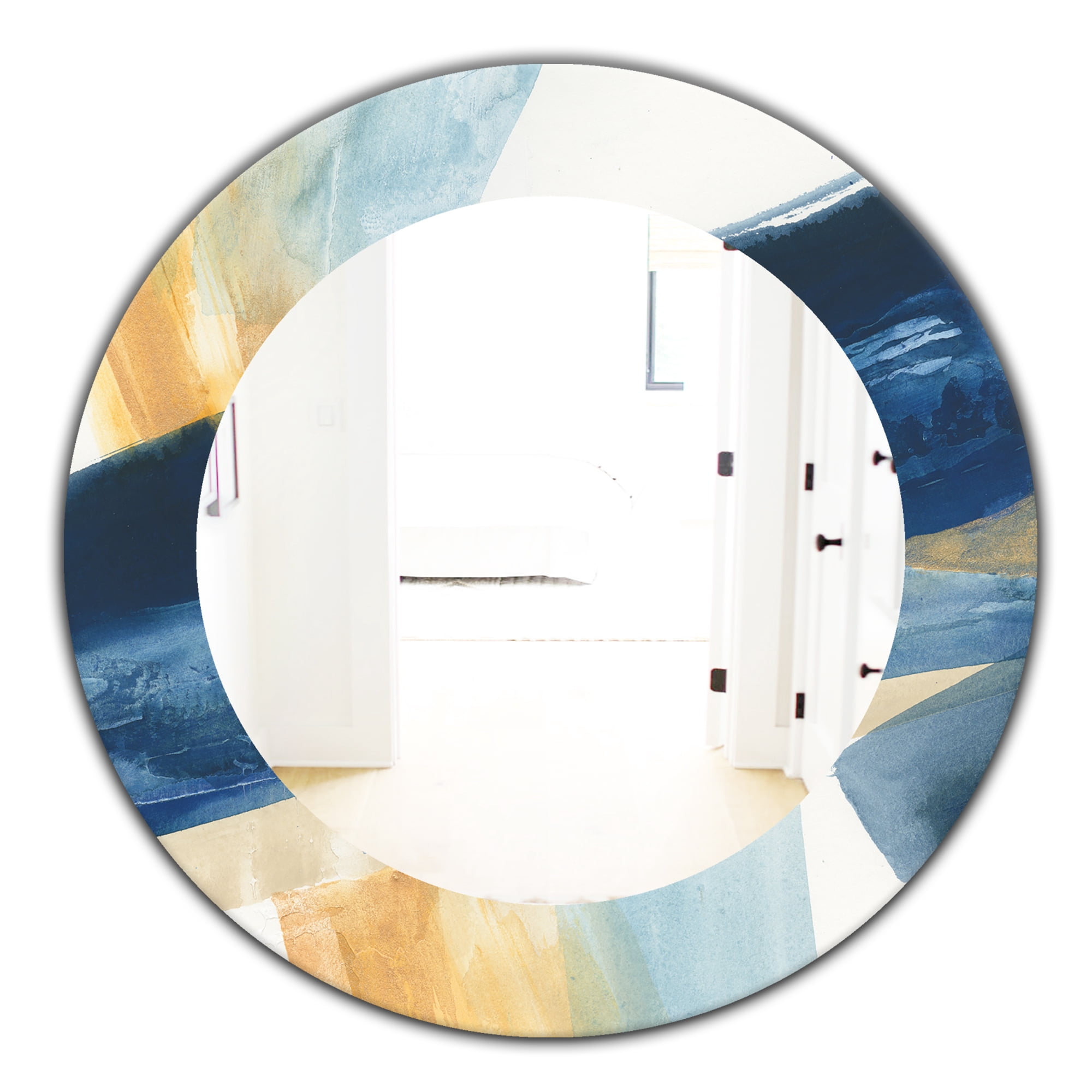 Designart 'Indigo Panel I' Modern Mirror - Oval or Round Wall Mirror