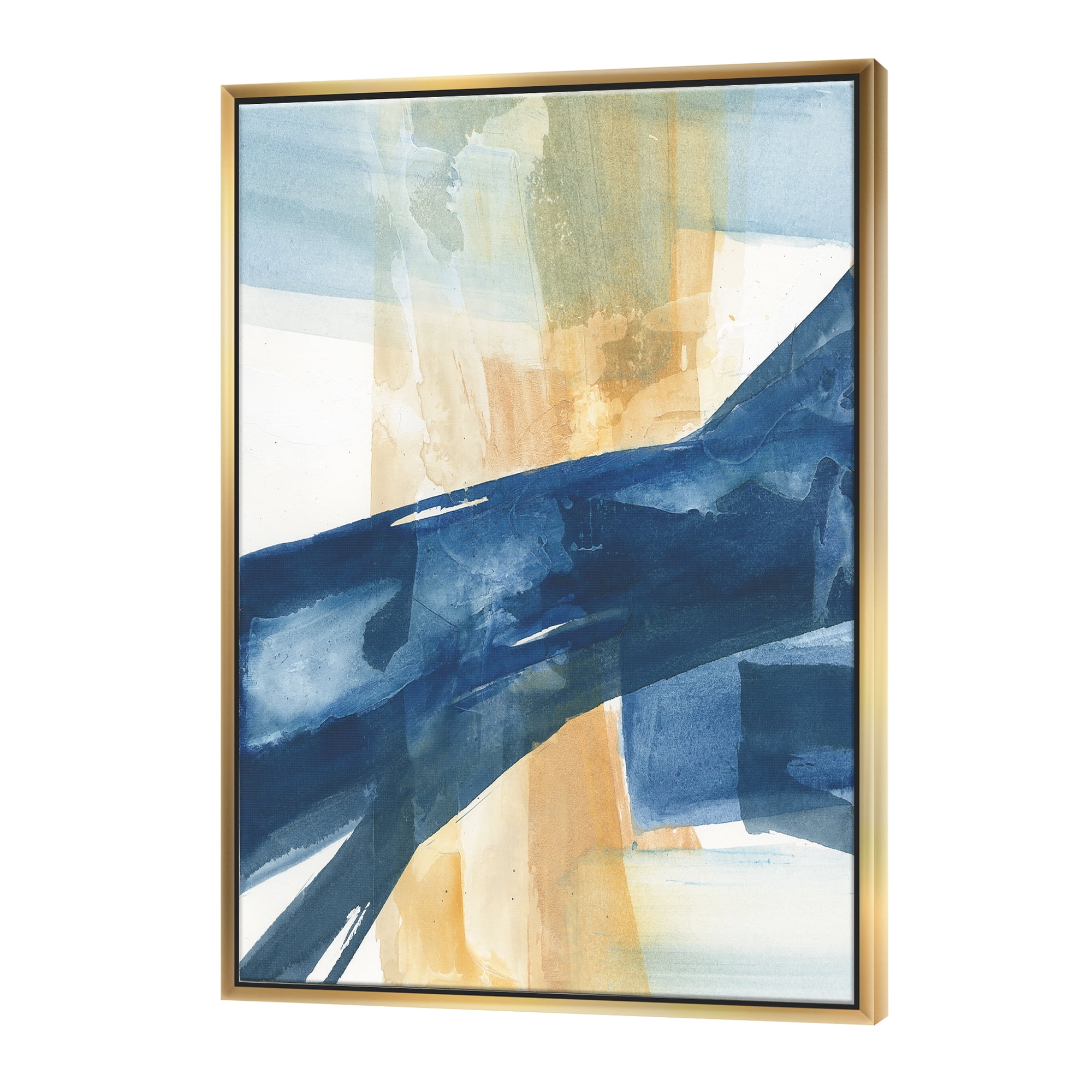 Designart ' Indigo Panel III ' Glam Modern Framed Canvas