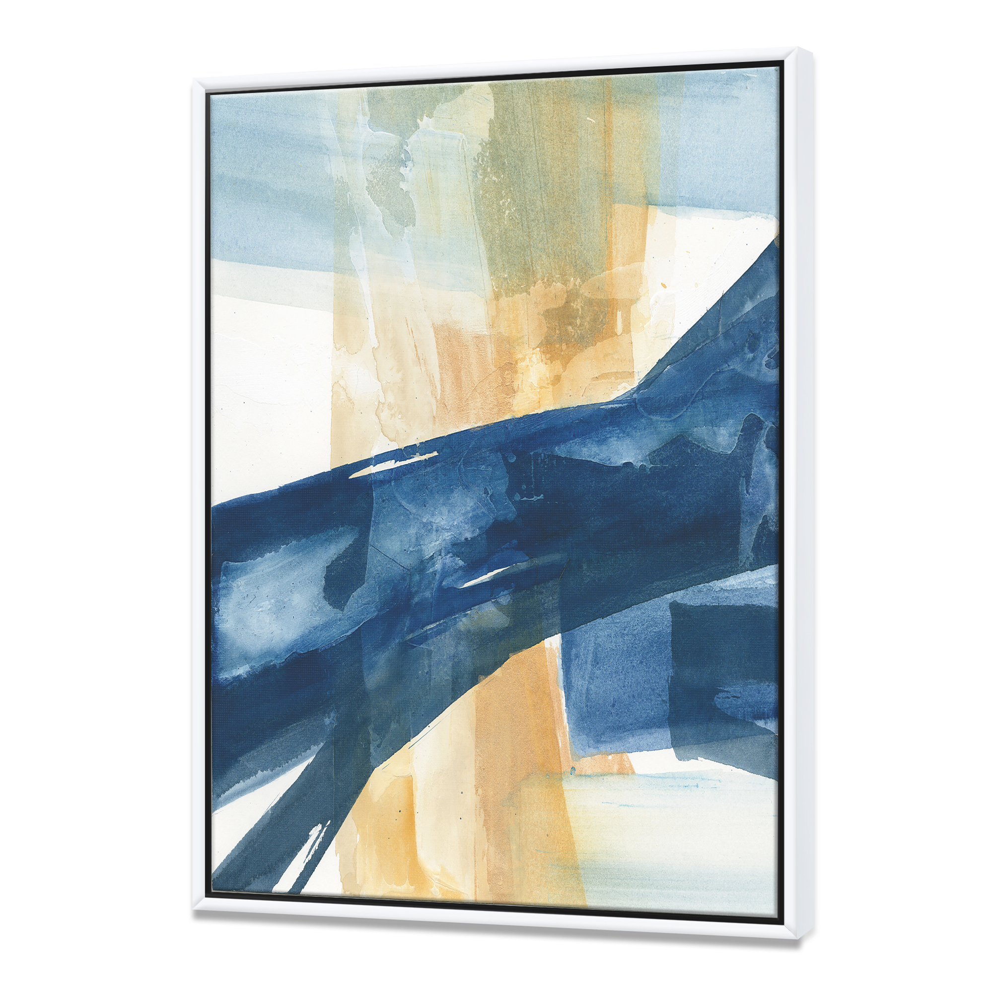 Designart ' Indigo Panel III ' Glam Modern Framed Canvas