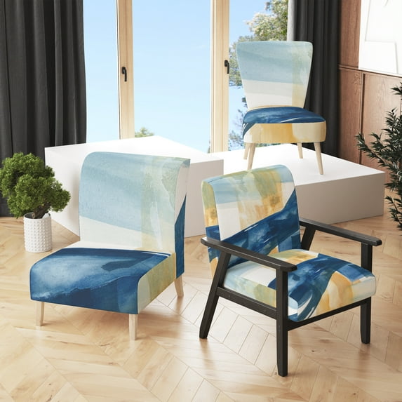 Designart "Indigo Panel III" Upholstered Glam Modern Accent Chair - Arm Chair