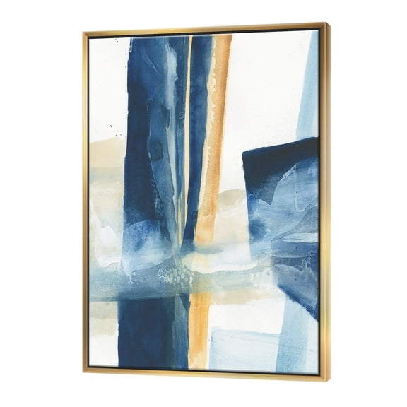 Designart ' Indigo Panel IV ' Glam Modern Framed Canvas