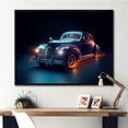 thumbnail image 1 of Designart "Indigo Vintage Car With Neon Light Strips" Car Vintage Floater Framed Canvas Art Print, 1 of 5