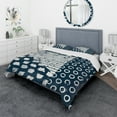 thumbnail image 1 of Designart 'Indigo striples and Tile' Geometric Duvet Cover Set, 1 of 4