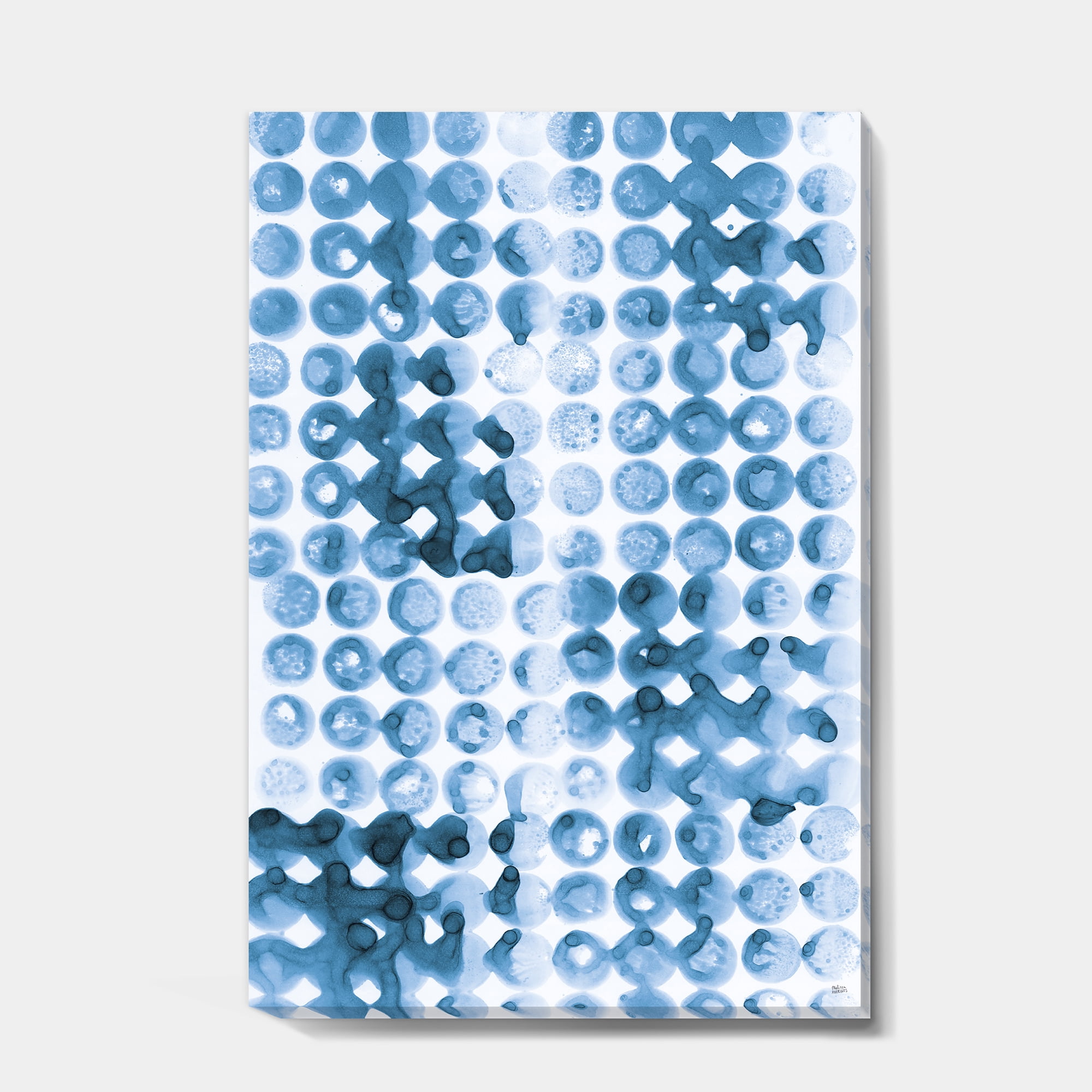 Designart 'Indigo watercolor geometrical II ' Contemporary Canvas Artwork