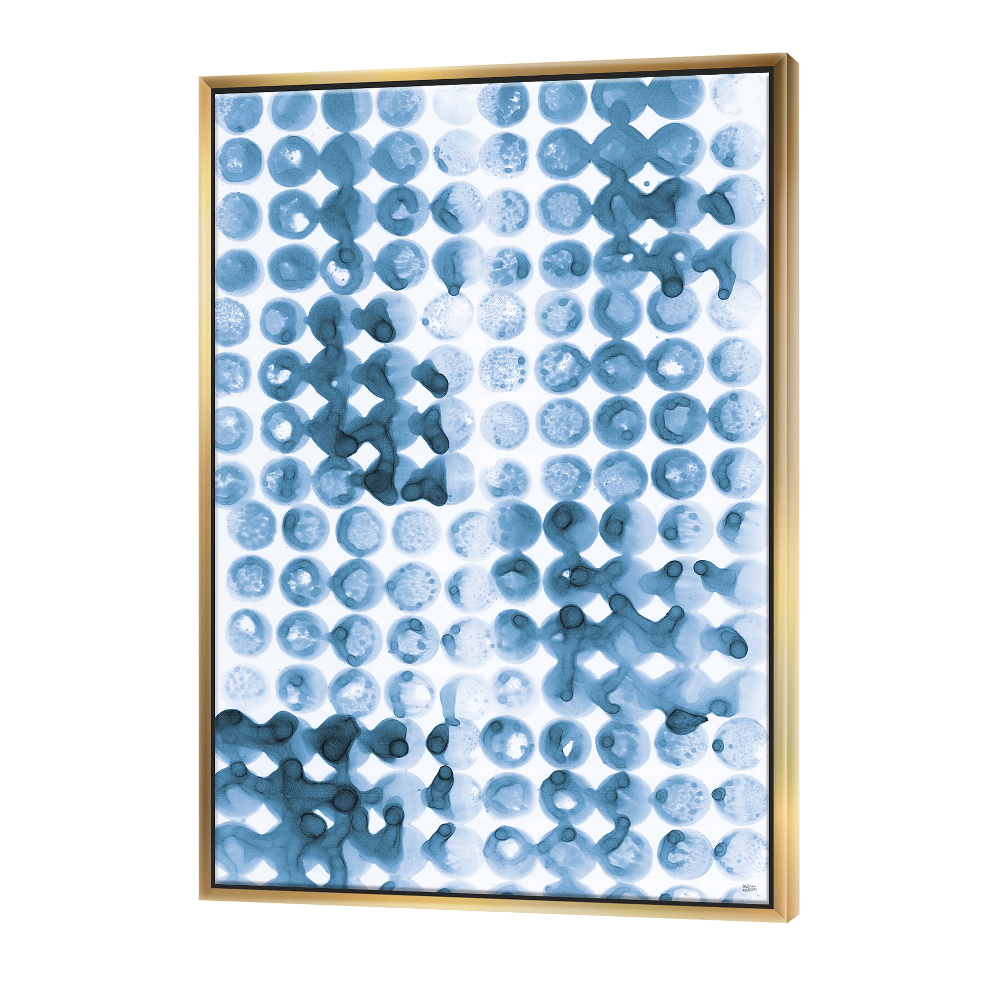Designart ' Indigo watercolor geometrical II ' Contemporary Framed Canvas