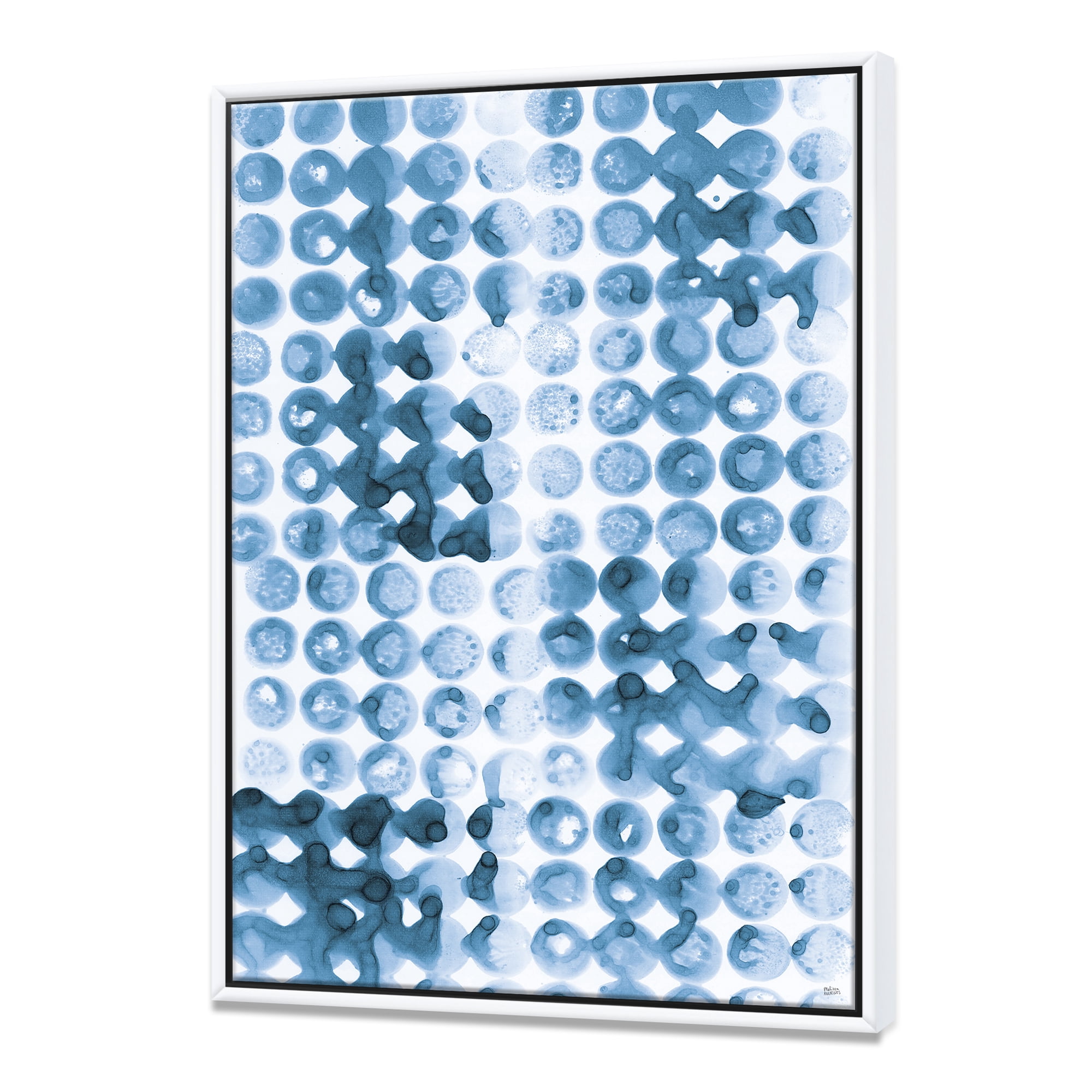 Designart ' Indigo watercolor geometrical II ' Contemporary Framed Canvas