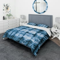 Designart 'Indigo watercolor geometrical IV' Geometric Duvet Cover Set