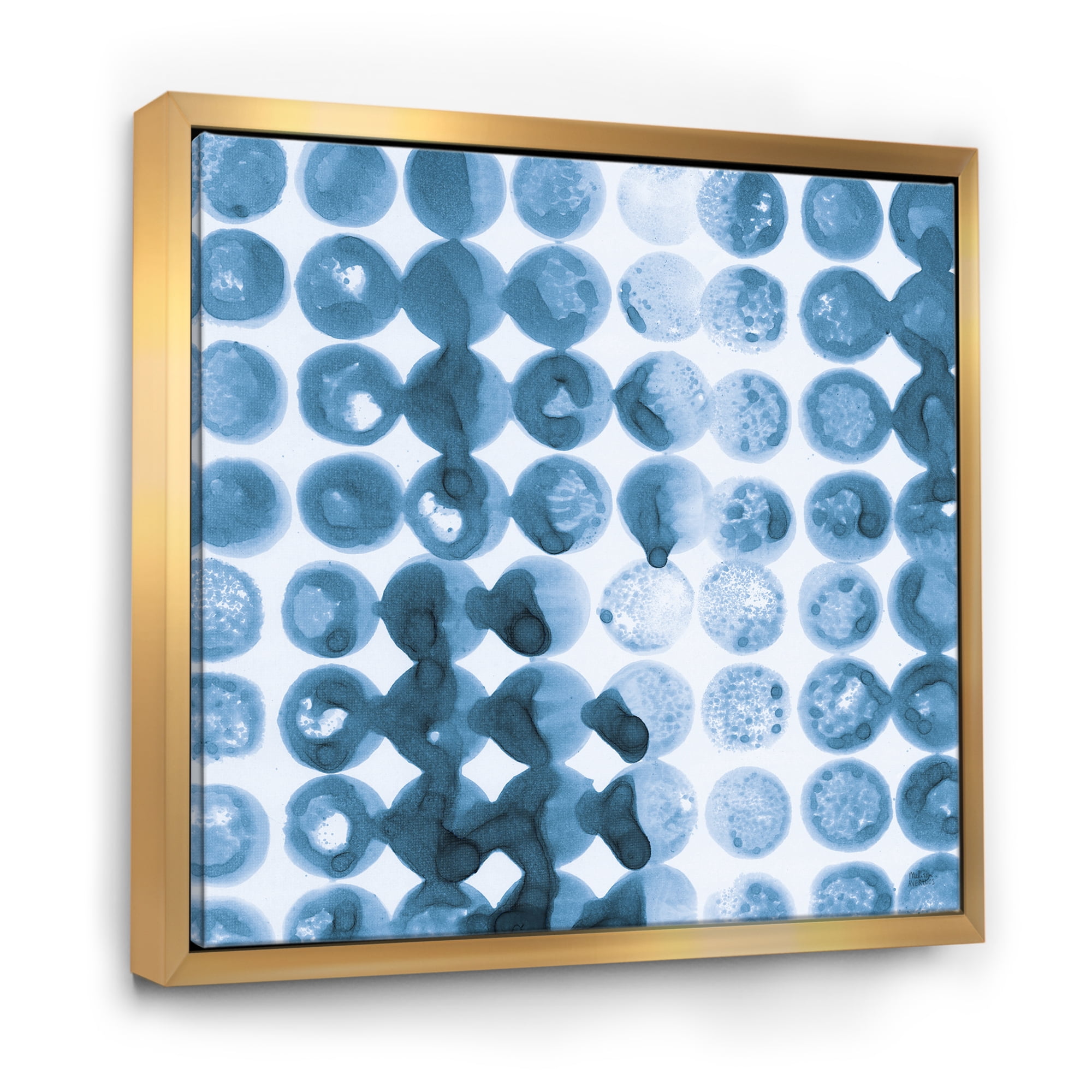 Designart ' Indigo watercolor geometrical VII ' Contemporary Framed Canvas