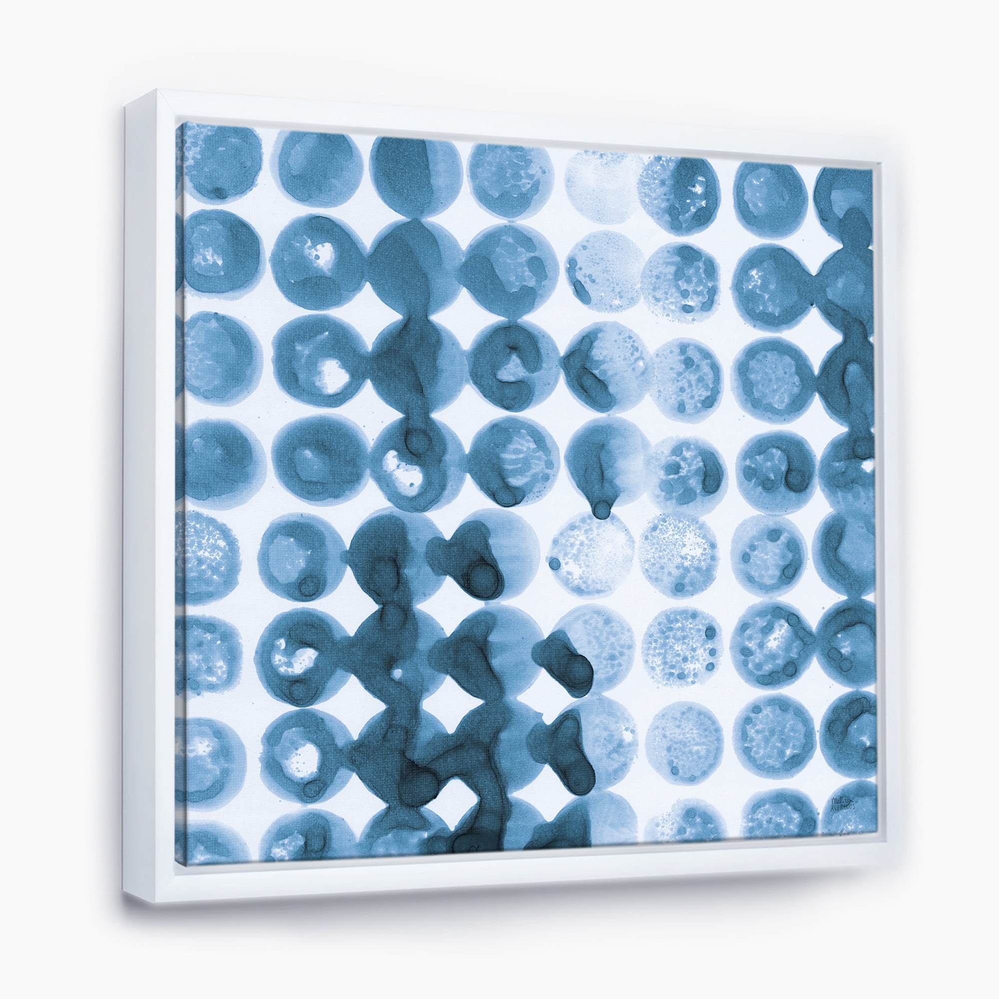 Designart ' Indigo watercolor geometrical VII ' Contemporary Framed Canvas