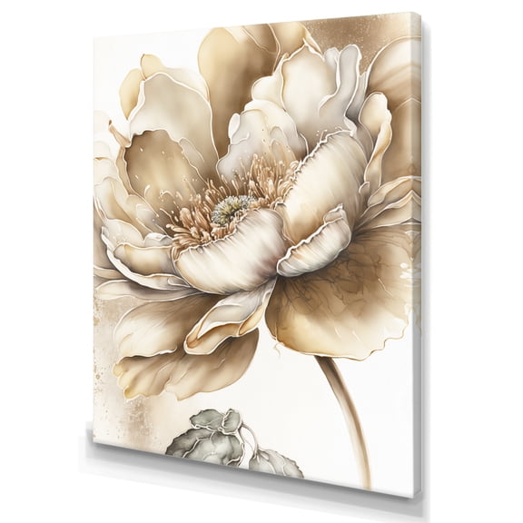 Designart Indigold Beige Flower IV Canvas Wall Art