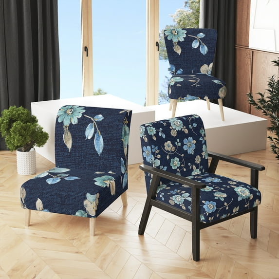 Designart "Indigold Flower Pattern" Upholstered Floral Accent Chair - Arm Chair