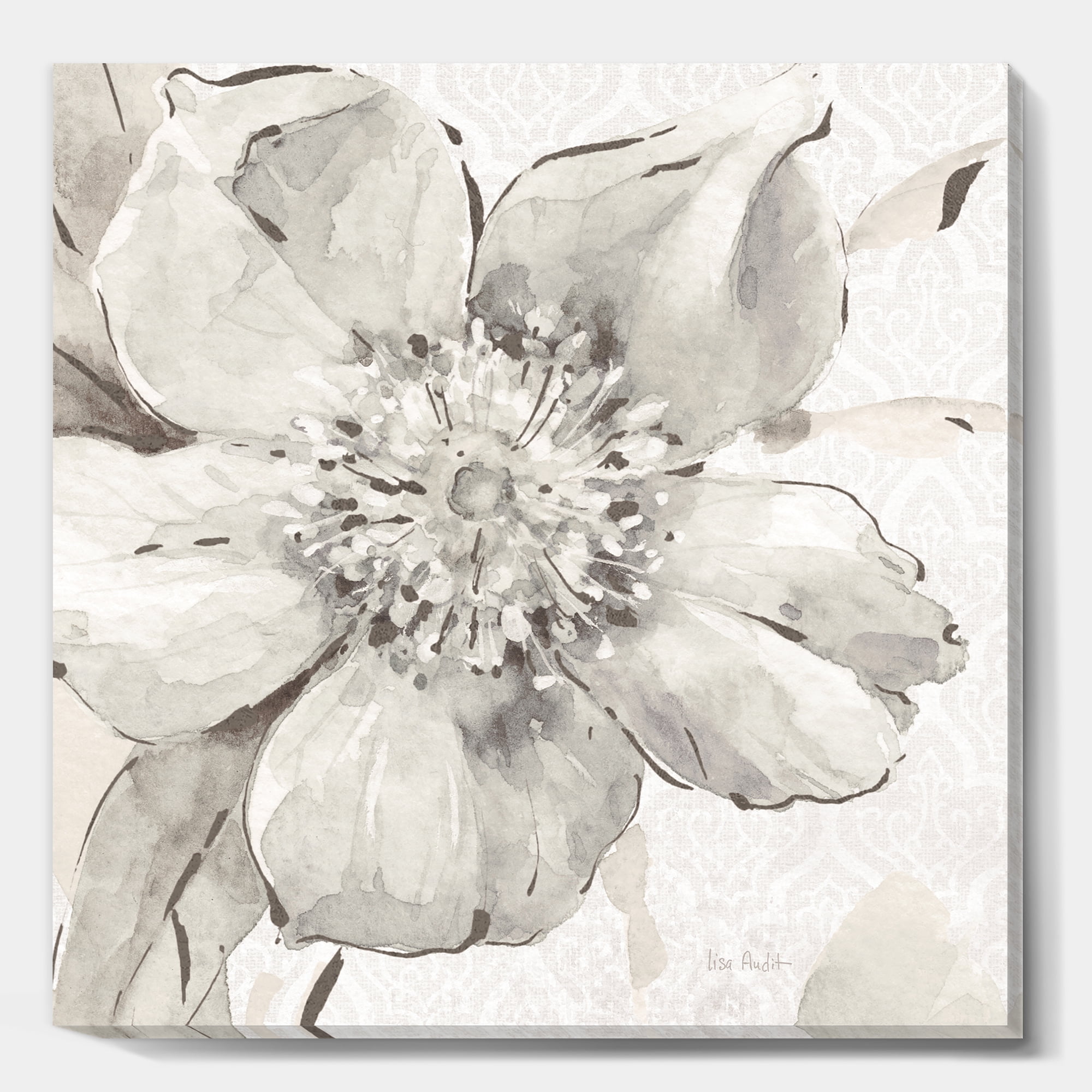 Indigold Gray Peonies Abstract Canvas Wall Art