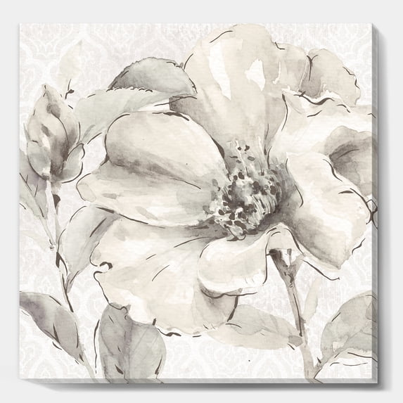 Designart 'Indigold Grey Peonies IV' Farmhouse Canvas Art