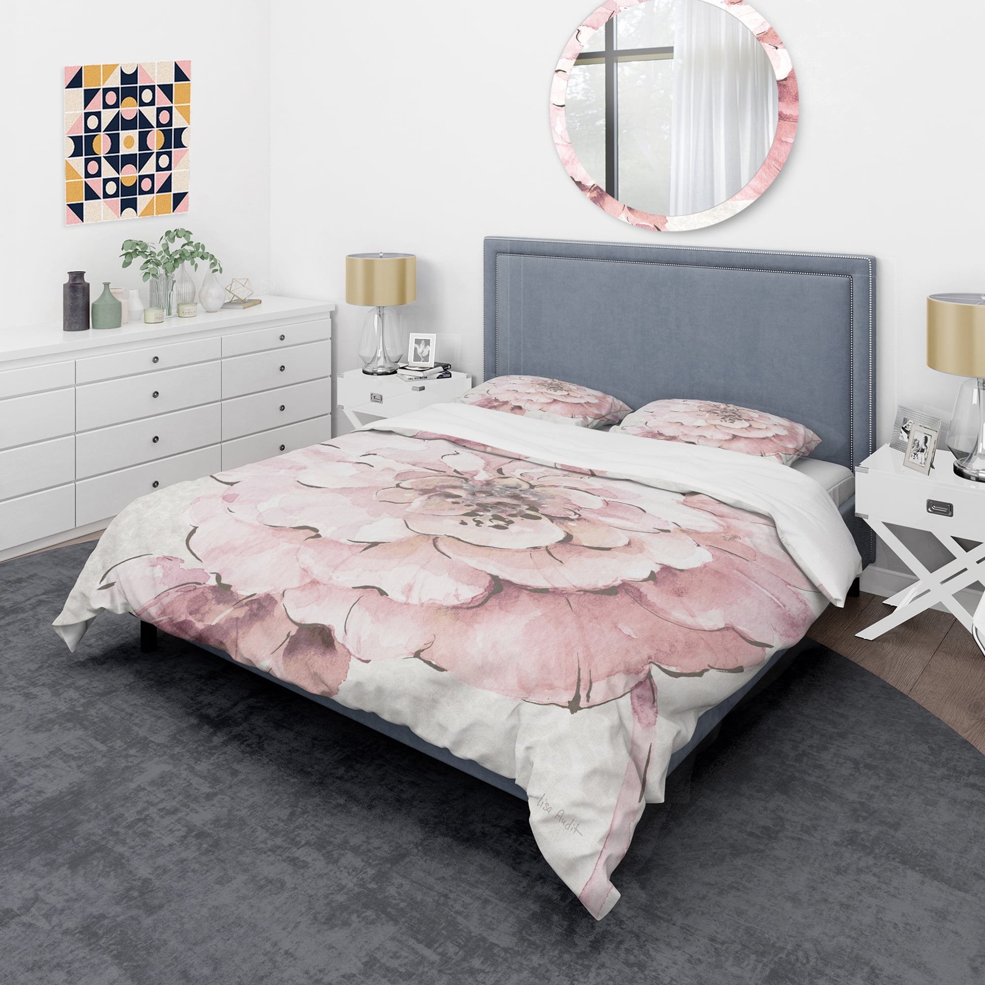 Designart 'Indigold Shabby Peonies Pink' Shabby Duvet Cover Set