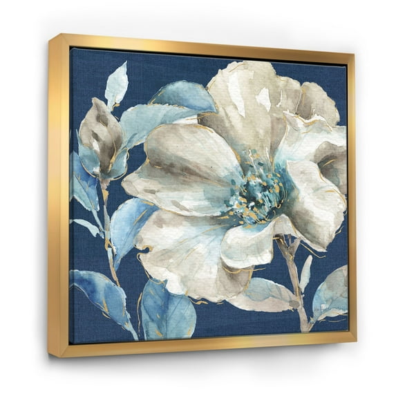 Designart ' Indigold Watercolor Flower I ' Farmhouse Framed Canvas