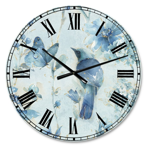 Designart 'Indigold Watercolor Flower III' Traditional wall clock