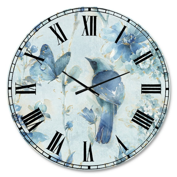 Designart 'Indigold Watercolor Flower III' Traditional wall clock