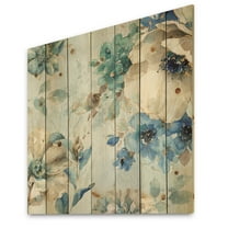 Designart 'Indigold Watercolor Lovely bird III' Farmhouse Print on Natural Pine Wood