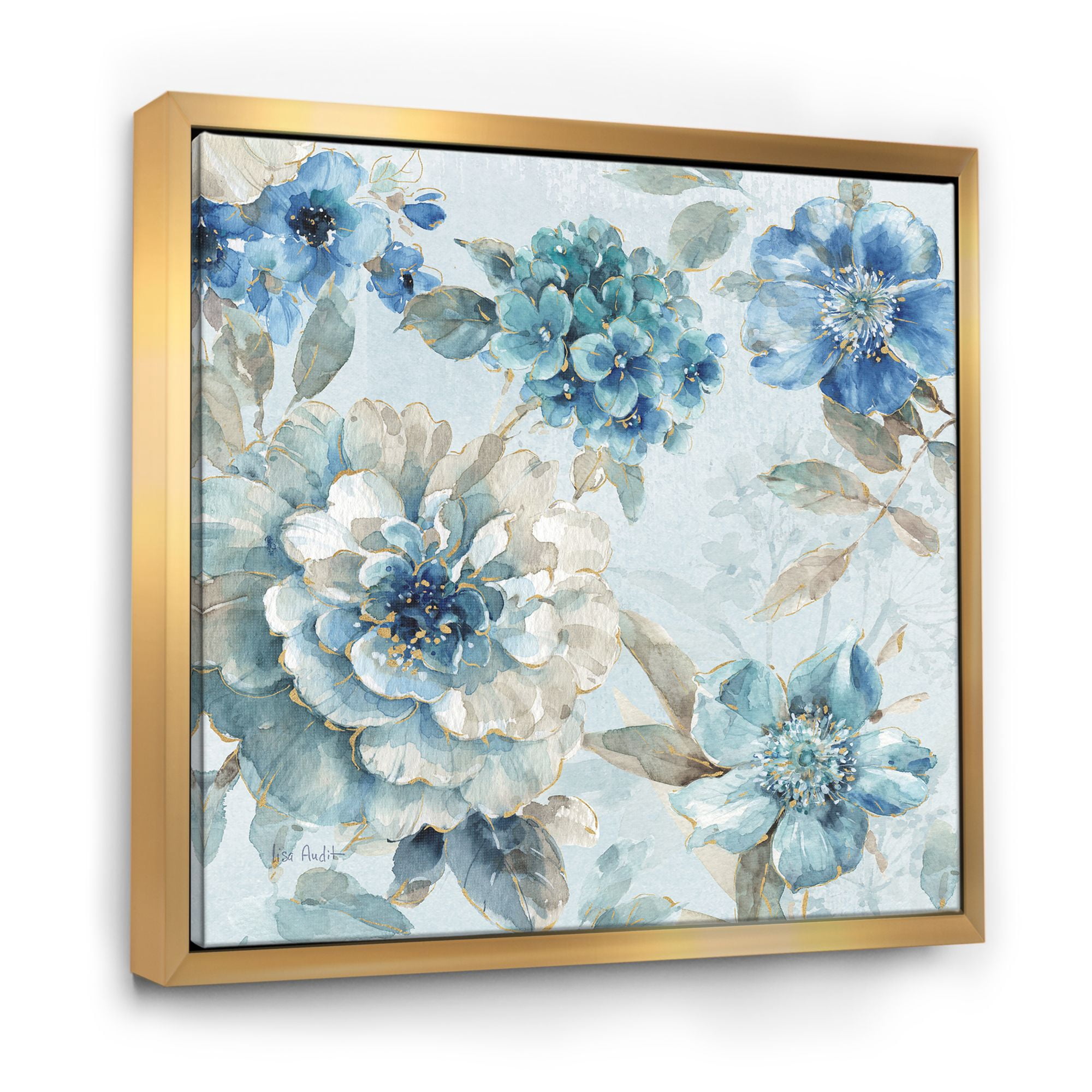 Designart ' Indigold Watercolor Lovely bird IV ' Farmhouse Framed Canvas