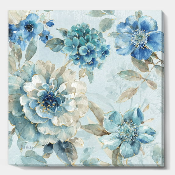 Designart ' Indigold Watercolor Lovely bird IV ' Farmhouse Framed Canvas