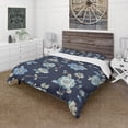 thumbnail image 1 of Designart 'Indigold metallic Flower Pattern' Cottage Duvet Cover Set, 1 of 4