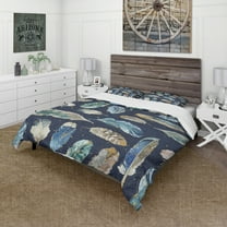 Designart 'Indigold metallic feathers Pattern' Cottage Duvet Cover Set
