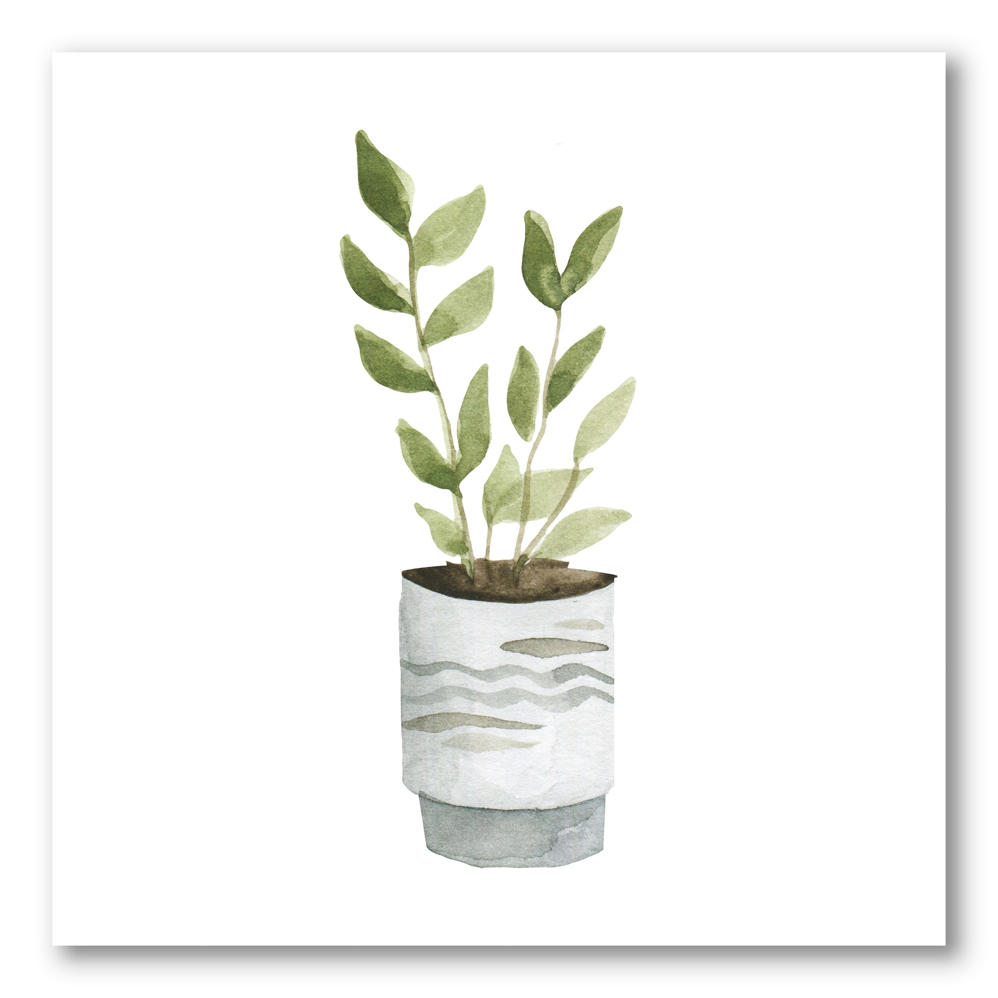 Green and White Floral Cotton Canvas Wall Art with Wood Frame