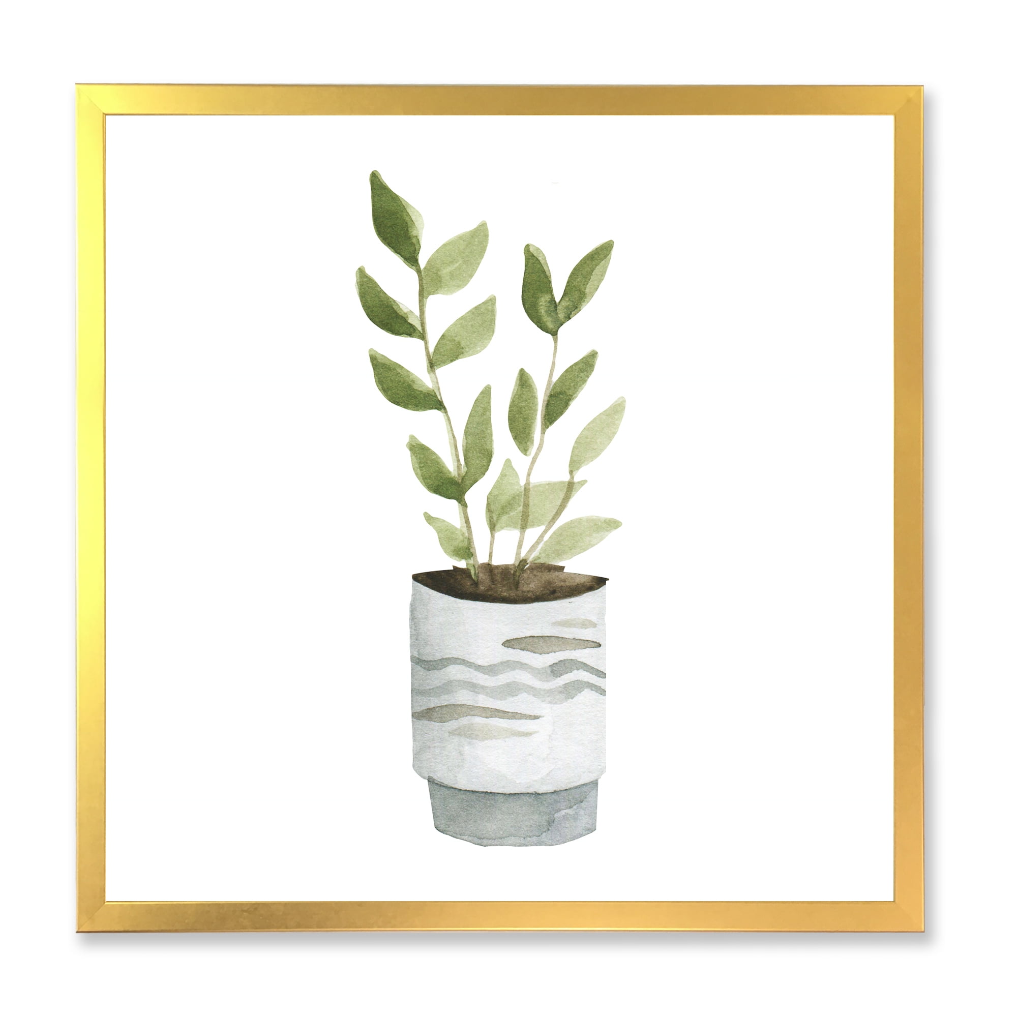 Designart 'Indoor Green Home House Plants in Pots II' Traditional Framed Art Print
