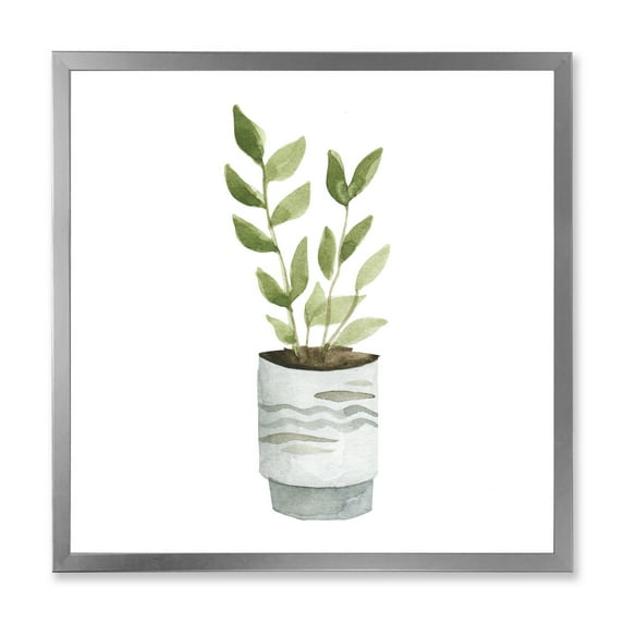 Designart 'Indoor Green Home House Plants in Pots II' Traditional Framed Art Print