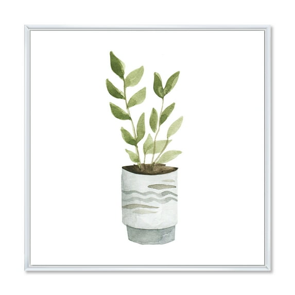 Designart 'Indoor Green Home House Plants in Pots II' Traditional Framed Canvas Wall Art Print