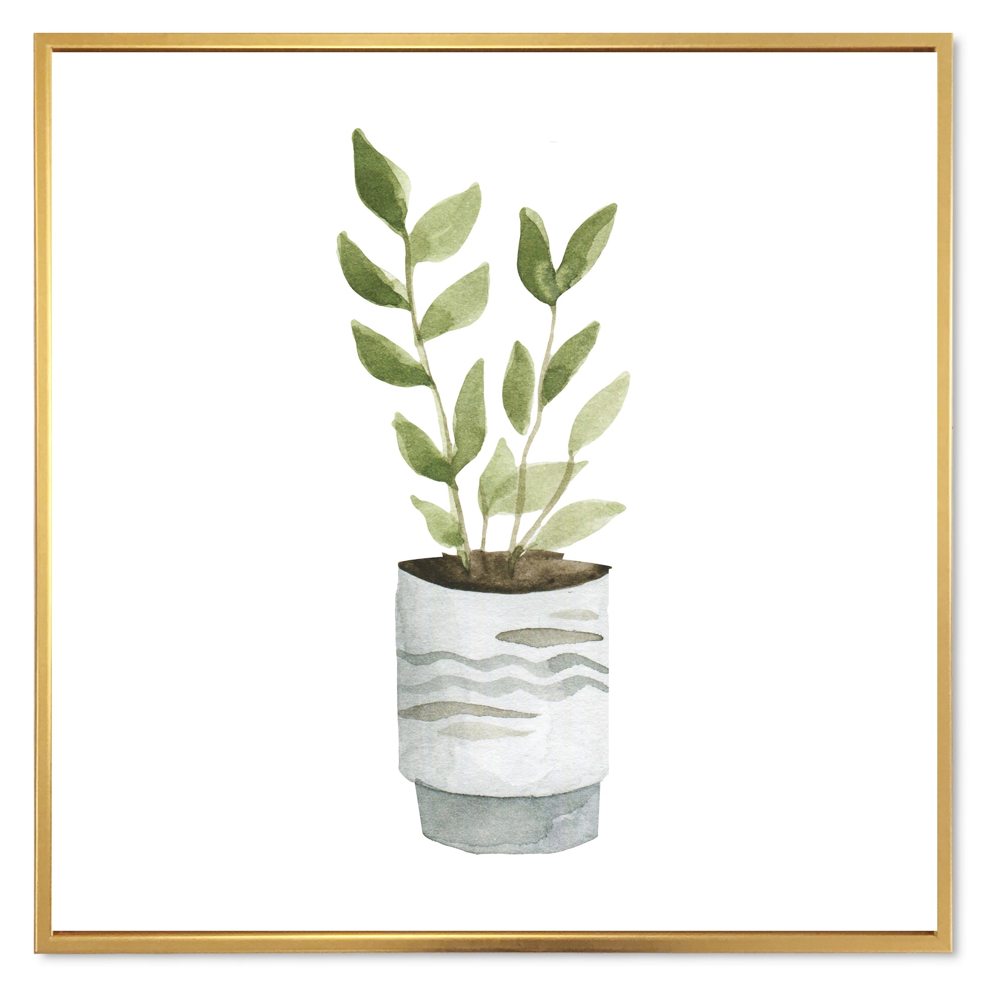 Designart 'Indoor Green Home House Plants in Pots II' Traditional Framed Canvas Wall Art Print