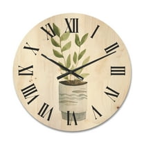 Designart 'Indoor Green Home House Plants in Pots II' Traditional Wood Wall Clock